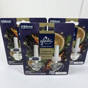 3 Glade PlugIns Refills Air Freshener Embers & Sandalwood Scented and Essential